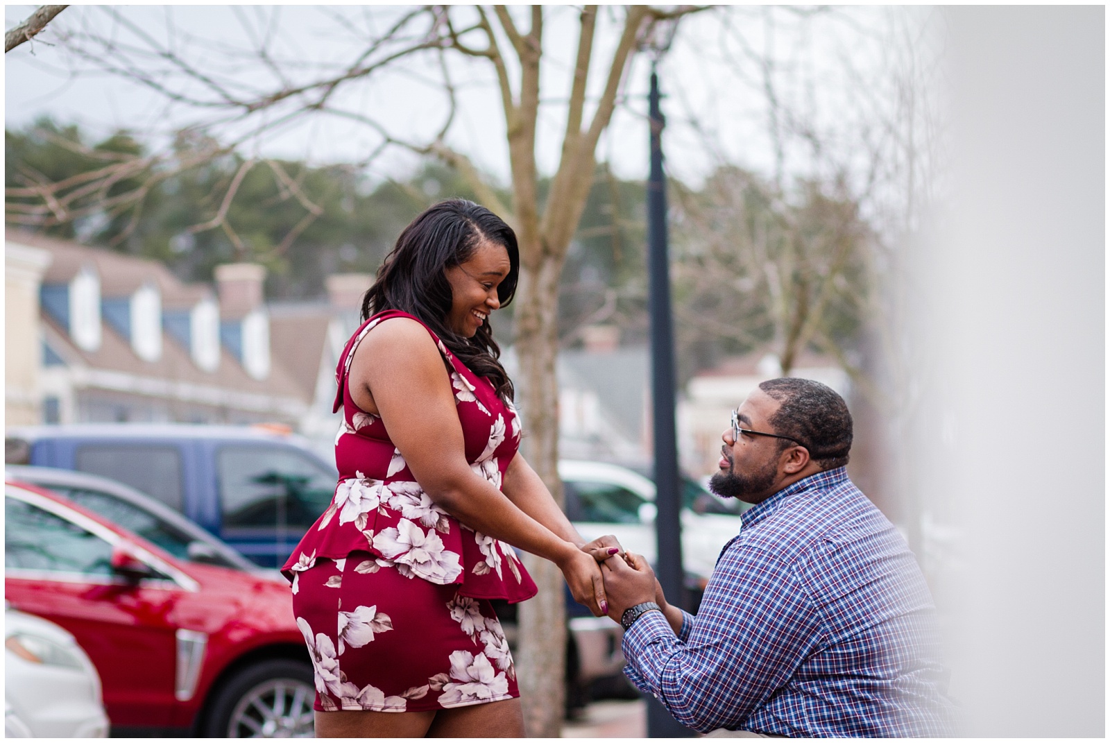 engagement session at Sweet Frog in Williamsburg, Virginia